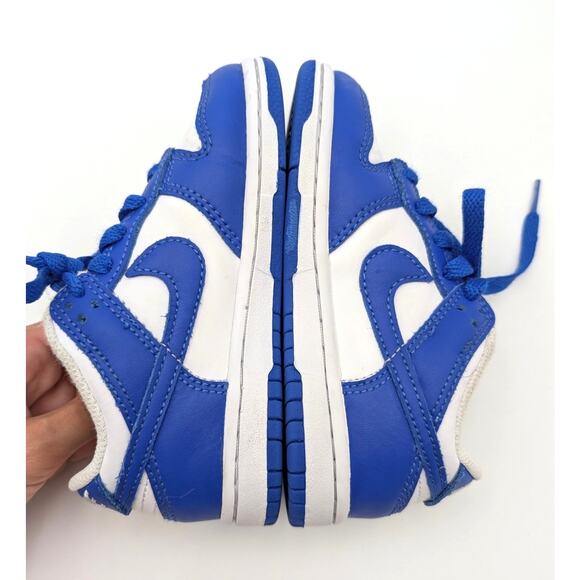 Nike Dunk Low Trainers Shoes Round Toe White Hyper Royal Size US11C EU28 - Picture 5 of 11